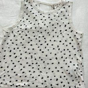 White with black polka dots linen tank